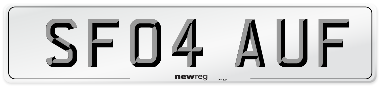 SF04 AUF Number Plate from New Reg